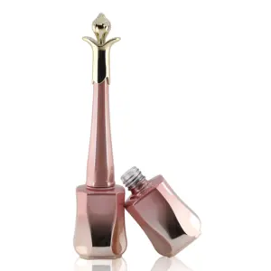 Luxo holográfico vazio rosa ouro unha polonês 15ml garrafa com aplicador labial