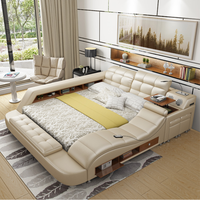 Table de massage à projection moderne et simple, lit en cuir, nouveaux designs modernes, meubles de chambre à coucher, lit king/queen size