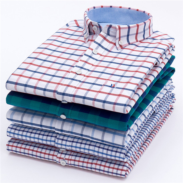 Bán Buôn Mens Dài Tay Áo Kiểm Tra 100% Cotton Người Đàn Ông Áo Sơ Mi Giản Dị Chính Thức Văn Phòng Tùy Chỉnh Tuxedo Áo Sơ Mi Cho Người Đàn Ông