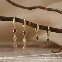 Pendientes de Acero Inoxidable con Baño de Oro de 18K, con Borla y Zirconia Azul Ojo de Caballo, Certificados por la CE, Regalo de Aniversario para Mujer