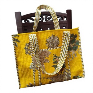 Sac fourre-tout en coton lavable fait main pour femme, style Kantha, tendance, ouvert, été, hiver, printemps, plage, marché, shopping, rangement - Product Image 1