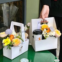 Boîte à fleurs portable en papier kraft, panier pour arrangements floraux, boîte à desserts et gâteaux au thé au lait, fleurs fraîches à emporter