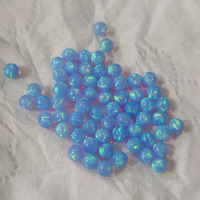 Lot de 20 perles d'opale synthétique OP06 bleue feu de 3 mm sans trou, opale de laboratoire créée pour bracelet