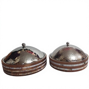 Marmite en bois massif avec couvercle en acier inoxydable, design attrayant, pour servir les aliments, pot à ragoût et plats, en promotion - Product Image 1