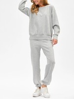 Vente en gros sur mesure pour femmes automne rayé manches longues col rond sweats pull pantalon sport deux pièces ensemble fabricant