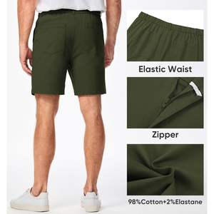 2025 pantalones cortos informales de sarga de algodón para hombre, pantalones cortos de compresión de baloncesto teñidos lisos con logotipos 2 en 1 de 5 pulgadas hasta la rodilla - Product Image 4