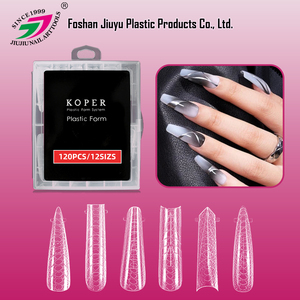 140pcs Almond Dual Forms Oval Stiletto Plastic <b>Nail</b> Forms Quick Building <b>Extension</b> Mold Tips - Product Image 1