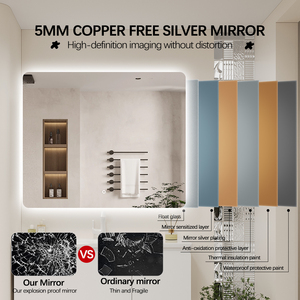 <span class=keywords><strong>Miroir</strong></span> <span class=keywords><strong>de</strong></span> <span class=keywords><strong>salle</strong></span> <span class=keywords><strong>de</strong></span> <span class=keywords><strong>bain</strong></span> LED rectangulaire mural moderne personnalisé anti-buée sans cadre rétroéclairé - Product Image 4