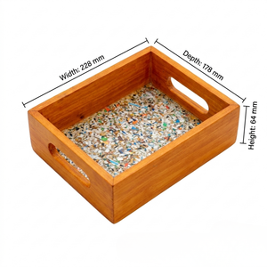 Sustainable <b>Plastic</b> Drink Holder <b>Serving</b> <b>Tray</b> Handles Eco Friendly Anti-Slip Reusable Tabletop Organizer Decor RECYCLE.GREEN - Product Image 2