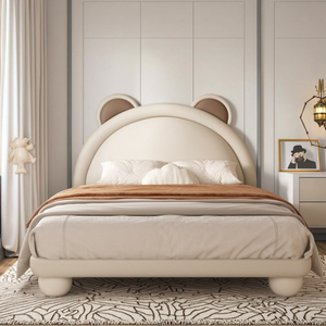 Novità moderna per bambini mobili in legno massello <span class=keywords><strong>lettino</strong></span> letto con elegante cartone animato a forma di animale <span class=keywords><strong>testiera</strong></span> in pelle tappezzeria - Product Image 3