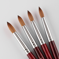 Nouvelle Arrivée 2026 – Pinceau à Ongles Professionnel Fournisseur Allemagne, Manche en Bois Rouge, 100% Pur Kolinsky, pour Acrylique