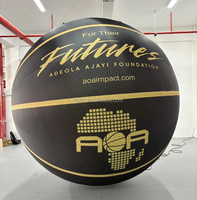 Ornement gonflable géant de basket-ball 3m en taffetas de polyester avec lumières LED et télécommande pour décoration extérieure sur le thème de l'amour