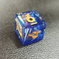 LuxeRoll Deep Blue Iridescent Holographic Foil Sharp Edge Resin Dice Set 7Pcs Polyhedral DND Dice for TRPG Tabletop Game Dice