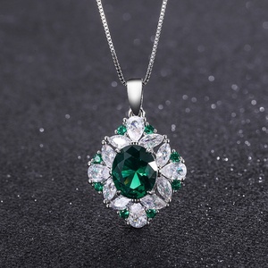 Manufacturer Supplier Eco-friendly Copper Oval Cut 10*12/6*8mm Emerald Green Cubic Zirconia Women's Bridal Jewelry <b>Sets</b> 3 <b>Sets</b> - Product Image 5