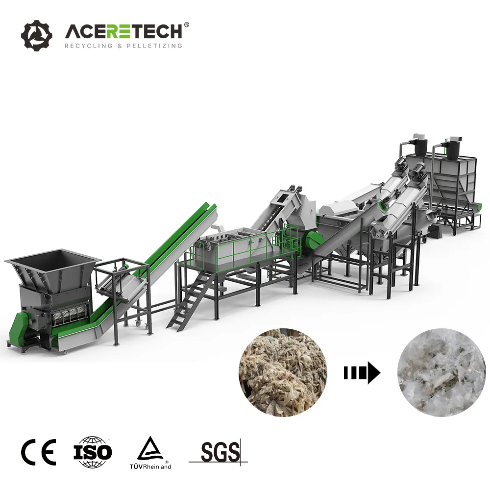 Accessori gratuiti 500-2000 kg/h rifiuti AWS-PE plastica agricoltura PP/PE pellicola riciclaggio lavatrice