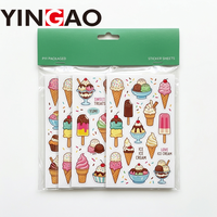 Pegatina de Vinilo Estética de Verano con Diseño de Helado, Personalizada, Resistente al Agua, con Corte Kiss Cut, Protección UV, para Laptop, Botella de Agua, Diario