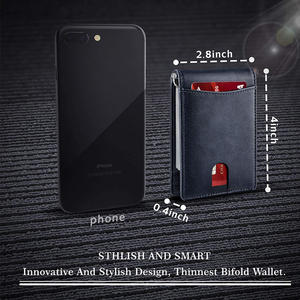 Cartera delgada minimalista personalizada en línea <span class=keywords><strong>de</strong></span> Amazons para hombre con clip para dinero RFID Bloqueo Bolsillo frontal <span class=keywords><strong>Carteras</strong></span> <span class=keywords><strong>de</strong></span> <span class=keywords><strong>cuero</strong></span> PU para hombre - Product Image 4