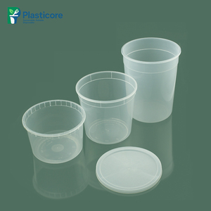 Hộp đựng thực phẩm nhựa PLASTICORE, cấp thực phẩm, trong suốt, dùng một lần, có nắp, dung tích 8oz, 12oz, 16oz, 24oz, 32oz - Product Image 1