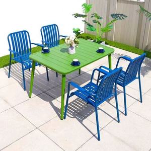 Outdoor Dining Set-Square Table 4 <b>Chairs</b> Aluminum Frame Industrial Design Weather Resistant UV Resistant Customizable Hotel - Product Image 1