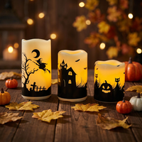 Bougies LED sans flamme en cire de paraffine pour Halloween, à piles, avec télécommande, effet scintillant, pour décoration de maison ou maison hantée
