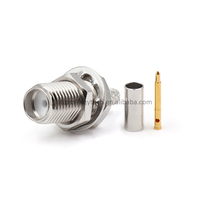 Conector RF Hembra RP-SMA XINQY, Polaridad Inversa, Tipo Crimpado, 50 Ohm, DC-6GHz, para Cable Coaxial