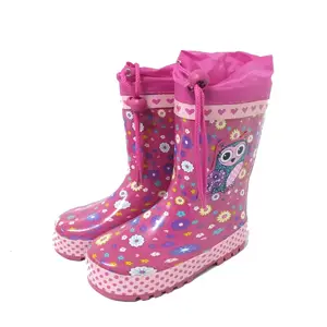 Atacado design confortável bonito criança meninas crianças botas de chuva à prova d' água borracha botas para crianças