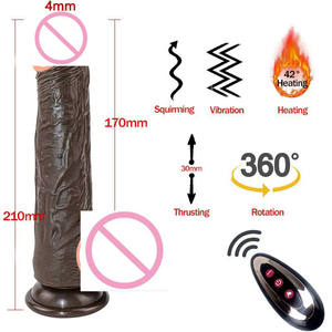 アプリコントロールスラスティングディルドスマート加熱吸引カップブラックリアルな振動ディルド3つの伸縮速度と9つの振動 - Product Image 1