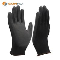 Sarung tangan kerja PU dilapisi poliester/nilon Liner dengan PU dilapisi pada telapak tangan atau jari Putih Hitam abu-abu sarung tangan taman