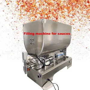 Mesin pengisi piston semi otomatis mesin tempel saos/mayonnaise/jam/saus cabe/mesin pengisi madu dengan Mixer Hopper