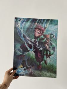 Carte plastique lenticulaire 3D effet animation Demon Slayer 1000 Designs <span class=keywords><strong>Nezuko</strong></span>/Tanjirou/Zenitsu, décoration murale, effet dégradé, MEIXIANG - Product Image 2