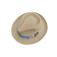 Topi Jerami Alami Modis untuk Luar Ruangan Grosir Pabrik dengan Hiasan Pita & Tali 58-60CM Cetak Sablon
