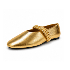 <span class=keywords><strong>Scarpe</strong></span> Mary Jane da Donna Plus Size in <span class=keywords><strong>Oro</strong></span> Metallizzato OEM ODM, <span class=keywords><strong>Ballerine</strong></span> con Punta Tonda e Fibbia Singola, Suola Morbida, Versatili per il Pendolarismo - Product Image 1
