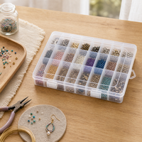 Boîte de rangement transparente à 24 compartiments, séparateurs amovibles, poignée à fermoir, étui organisateur pour vis, perles, bijoux, nail art