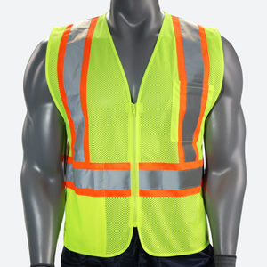 Gilet de sécurité isolé de style canadien pour hommes, style X, conforme à la norme ANSI classe 2, bande réfléchissante argentée, haute visibilité, 100% polyester, personnalisable - Product Image 1