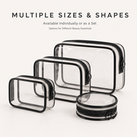 Pochette cosmétique transparente personnalisée en PVC avec fermetures éclair à anneaux, plusieurs tailles disponibles, vendues individuellement ou en lot