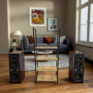 High Quality MDF Wooden Metal Frame <strong>CD</strong> <strong>Storage</strong> <strong>Shelf</strong> with Seat for Home Living Room and Kitchen Modern Design - Product Image 3