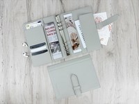 Agenda personnalisé esthétique en cuir A5 rechargeable avec pochettes transparentes, porte-cartes, 6 anneaux, classeur pour femmes