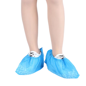Protège-chaussures <span class=keywords><strong>jetables</strong></span> en PP 35g bleus, longs jusqu'au genou, avec embout en acier, anti-poussière, fermeture à élastique, personnalisables OEM, prix usine - Product Image 1