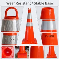 Cône de signalisation routière SMT toutes saisons 90 cm en PVC, réflecteur prismatique haute intensité certifié EN13422, orange vif, pour la sécurité routière
