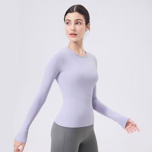 <span class=keywords><strong>Ropa</strong></span> ajustada de manga larga para gimnasio, <span class=keywords><strong>ropa</strong></span> de actividad física, ajustada, deportiva, para correr, cómoda, para entrenamiento, para mujer, Top envolvente de Yoga - Product Image 4