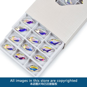 OLeeya K9 Quality Leaf <b>Sewing</b> Gemstone AB Crystal Sparkle Glass Flat Back Sew on Rhinestone for Garment Accessories - Product Image 2