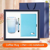 Ensemble cadeau promotionnel : tasse à café, stylo à bille, carnet A5, pour le travail au bureau, usage quotidien, réunion de clients, logo personnalisé en stock, fournisseur