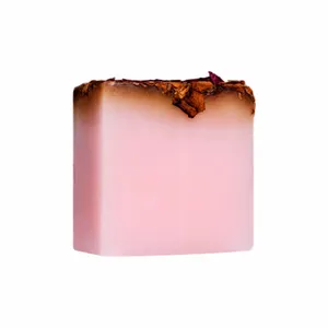 Sabonete rosa com propriedades branqueadoras e anti-acne em forma sólida feito com azeite para limpeza básica