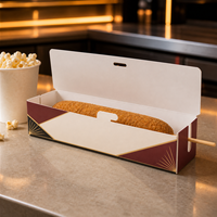 Boîte à hot-dogs pliable pour la restauration rapide, vente en gros, contenants alimentaires jetables résistants à la graisse, impression personnalisée, fabricant
