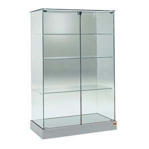 Vitrina de Vidrio Hdz de 93x46x140 cm con 3 Estantes y Puertas Abatibles con Cerradura, Base Gris Claro - Product Image 1