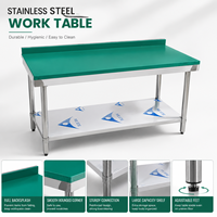 Table de travail en acier inoxydable avec dosseret et étagère inférieure, table de préparation de cuisine commerciale 304, robuste