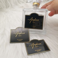 Autocollants personnalisés en étain, en aluminium, avec logo en relief doré, adhésif puissant, imperméable, pour flacons de parfum, lotion, rouge à lèvres