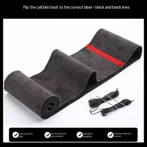 Funda de <span class=keywords><strong>Volante</strong></span> Cosida a Mano, Transpirable, Antideslizante, de Tela de Gamuza, para Automóvil - Product Image 5