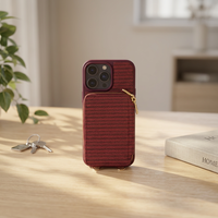 Étui pour iPhone 15 de style japonais-coréen avec pochette zippée, porte-cartes en tissu vintage, accessoires essentiels quotidiens