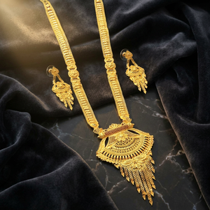 Wholesale 14K 18K 24K Micron Gold Plated Fashion <b>Necklaces</b>, Floral Design <b>Long</b> Jewelry Set, Forming <b>Long</b> Brass Gold Jewelry Set - Product Image 2